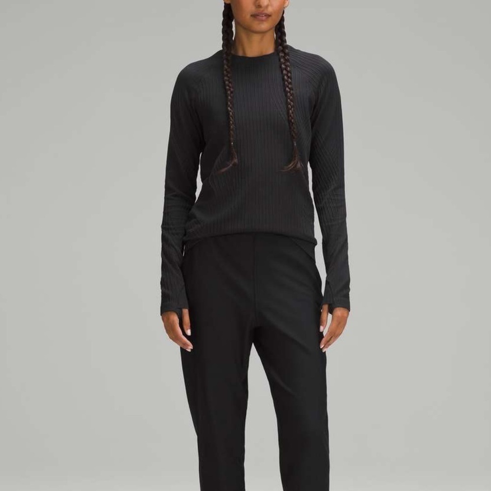 Lululemon Womens Top Black Rest Less Pullover Crew Neck Ribbed T Shirt Size - Picture 6 of 10